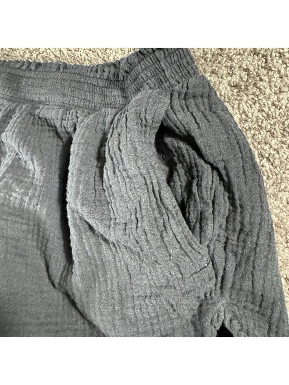 Aerie Women's Black Gauze Cotton Elastic Waist Shorts Size L